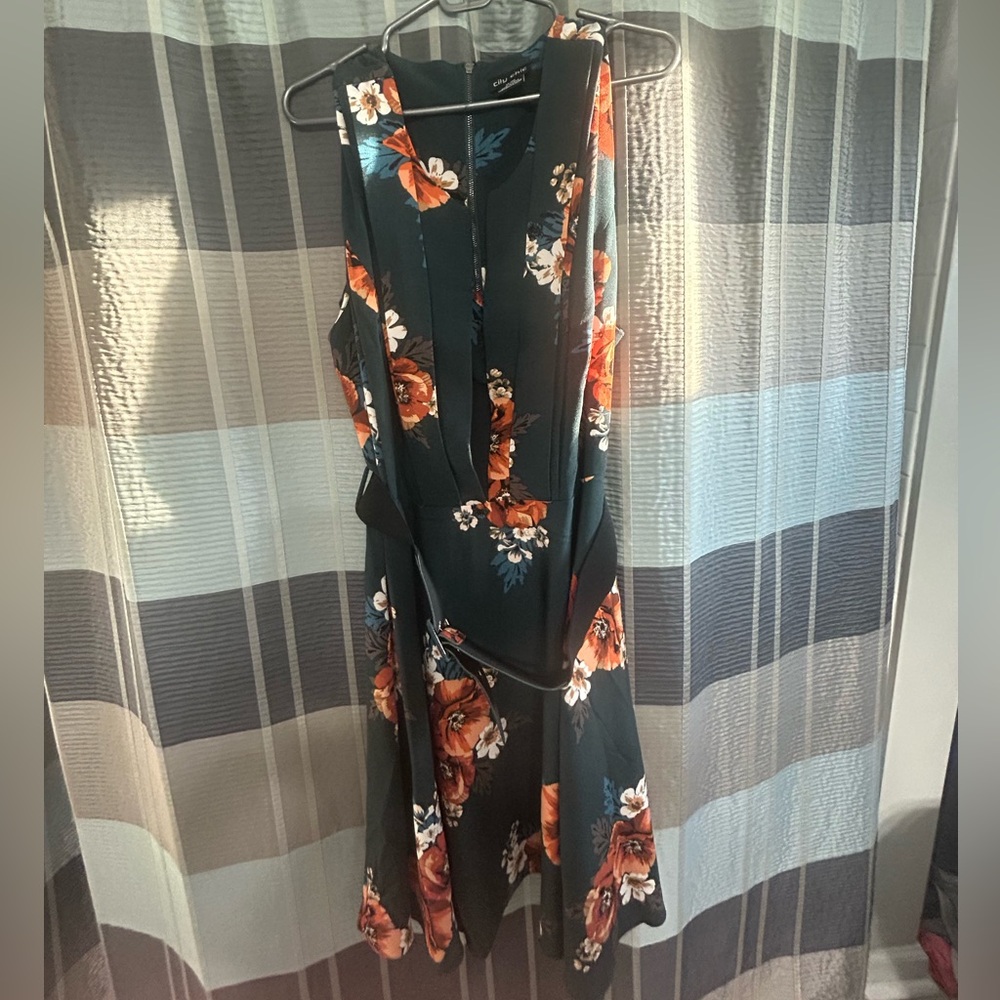Forest Green floral dress